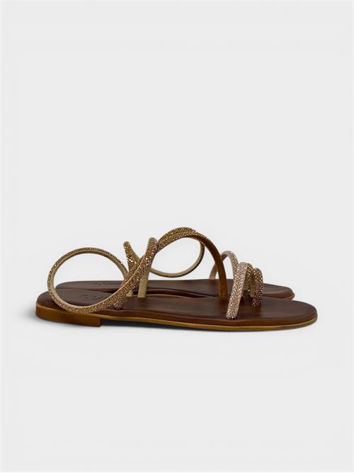 Sandalo flat infradito gold con strass IL LACCIO | ELISASTRASSGOLD